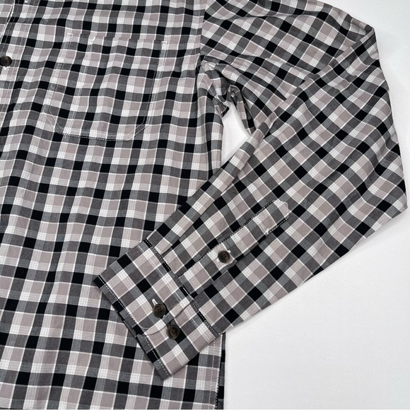 Dickies Shirt Button Plaid Black White Grey Long Sleeve Cotton Outdoor Work - Picture 10 of 16
